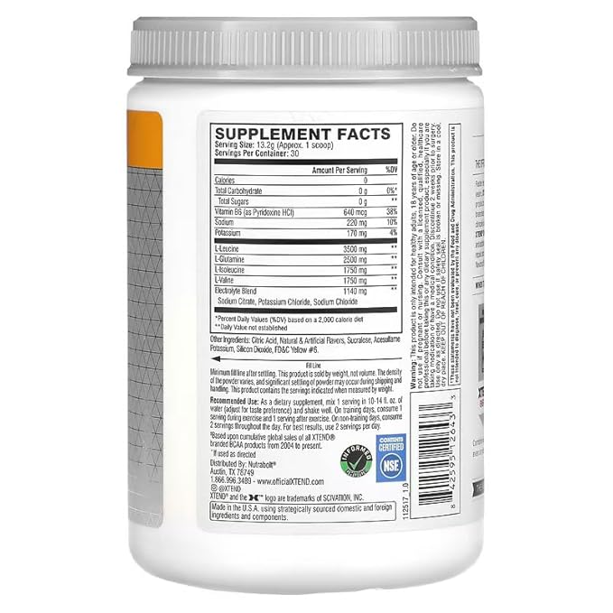 Xtend BCAA 7g –| Sugar-Free Intra Workout Supplement | 30 Servings ( Lemon-Lime )